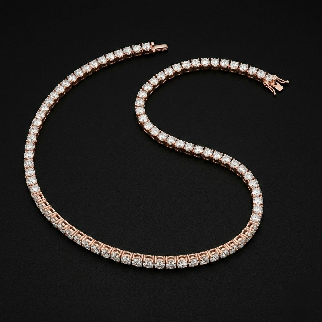 18k rose gold plated tennis chain.