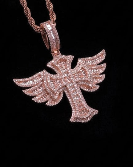 18k Yellow Gold Plated Iced Cross Pendant.