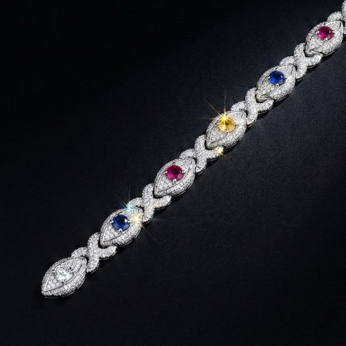 18k gold plated iced eye bracelet.