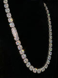 18k White gold plated circled tennis chain.