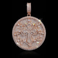 18k Gold Plated Iced large cross coin pendant.
