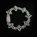 18k White gold plated iced 4 leaf bracelet.