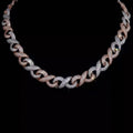 Iced out 18k 2 tones gold plated infinity necklace.