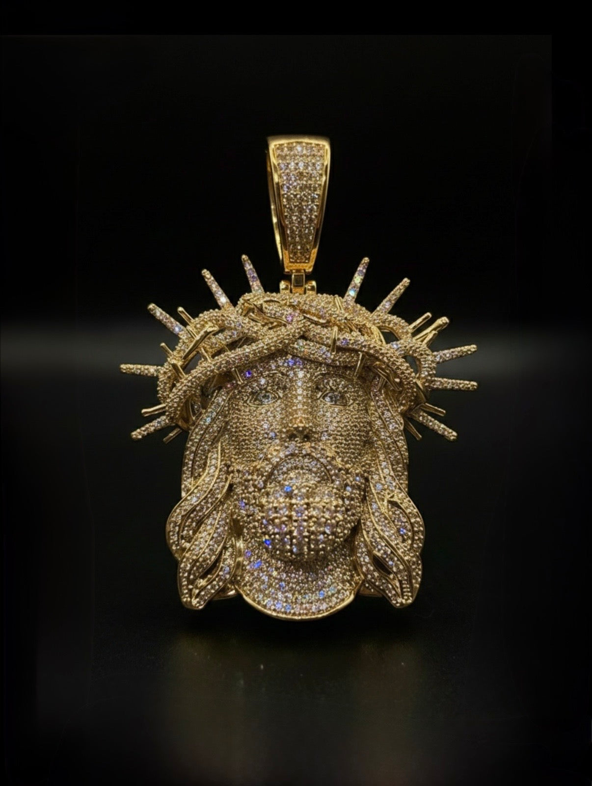 18k Gold Plated Bust down God Pendant.