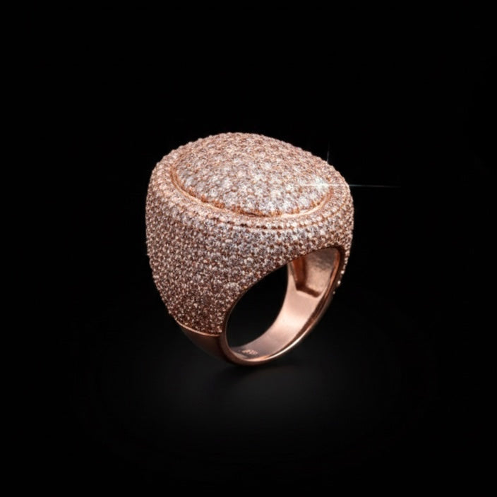 18k Rose Gold Plated Micro pave oval ring.