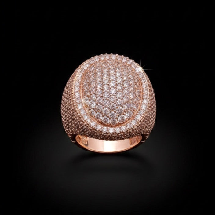 18k Rose Gold Plated Micro pave oval ring.