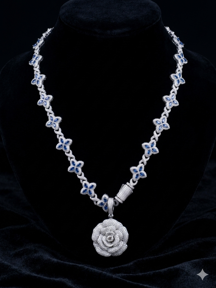 White gold plated Flower Necklace