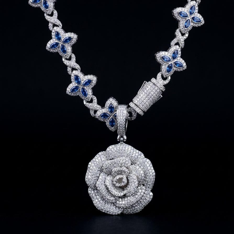 White gold plated Flower Necklace