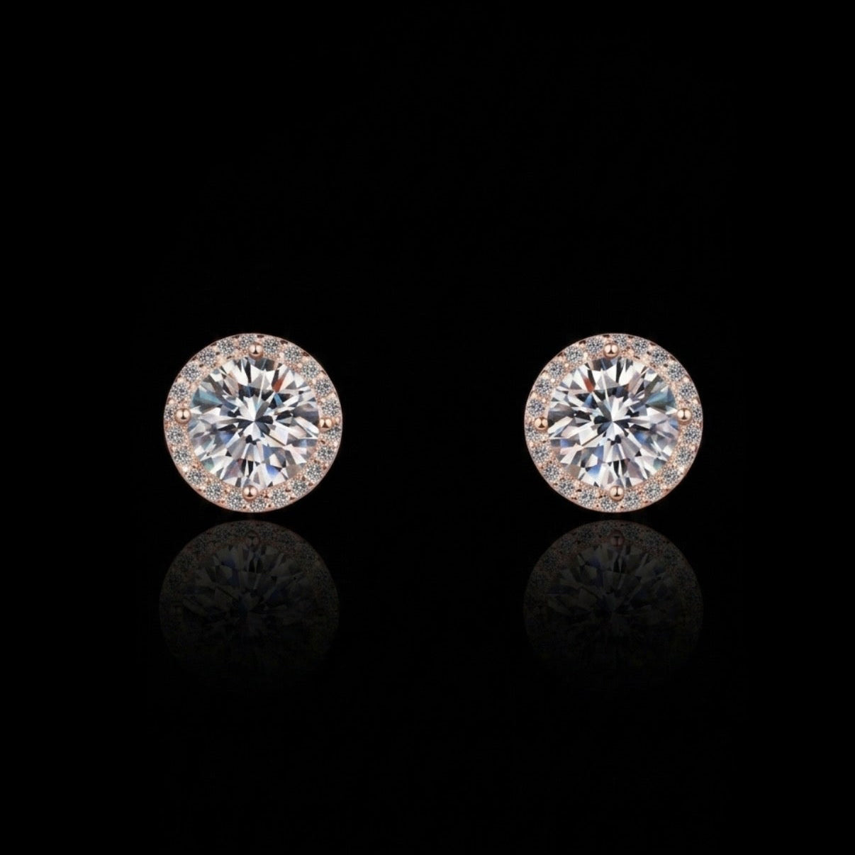 S925 Rose gold plated Moissanite studs.