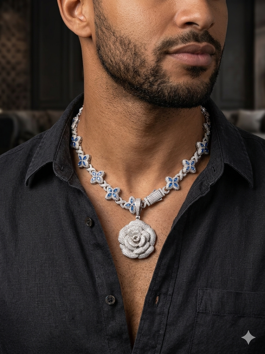 White gold plated Flower Necklace