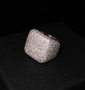 White gold plated bust down square Ring.