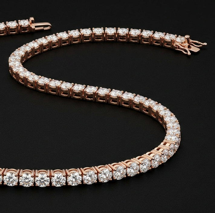 18k rose gold plated tennis chain.