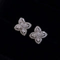 S925 18k white gold plated 4 leaf earrings.