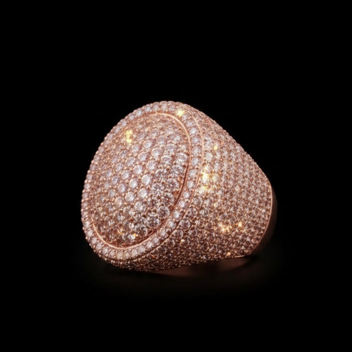 18k Rose Gold Plated Micro pave oval ring.