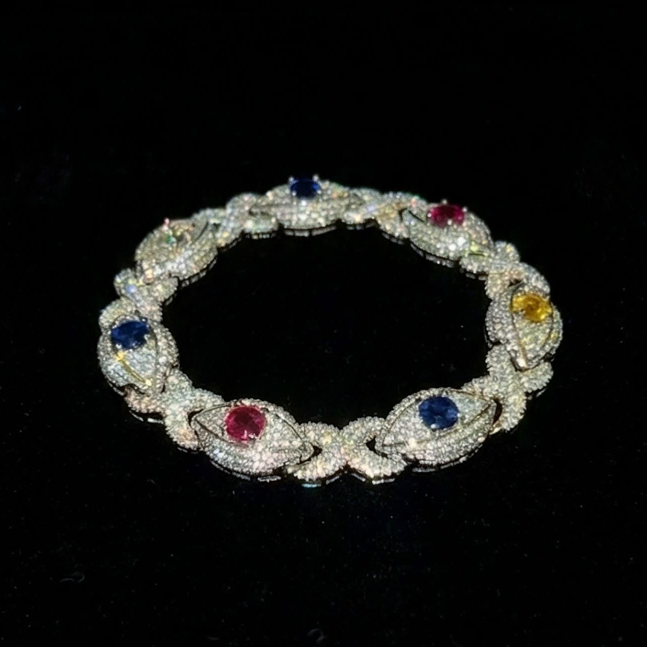 18k gold plated iced eye bracelet.