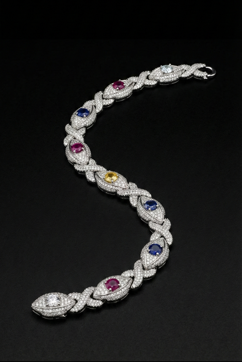 18k gold plated iced eye bracelet.