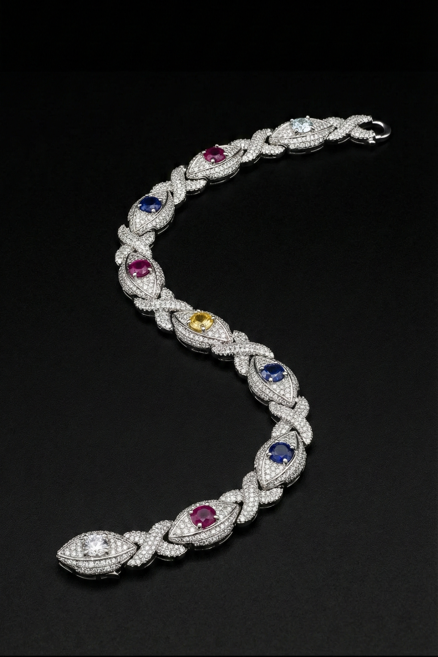 18k gold plated iced eye bracelet.