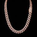 18k rose gold plated iced Cuban link necklace.