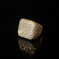 18k yellow gold plated iced square Ring.