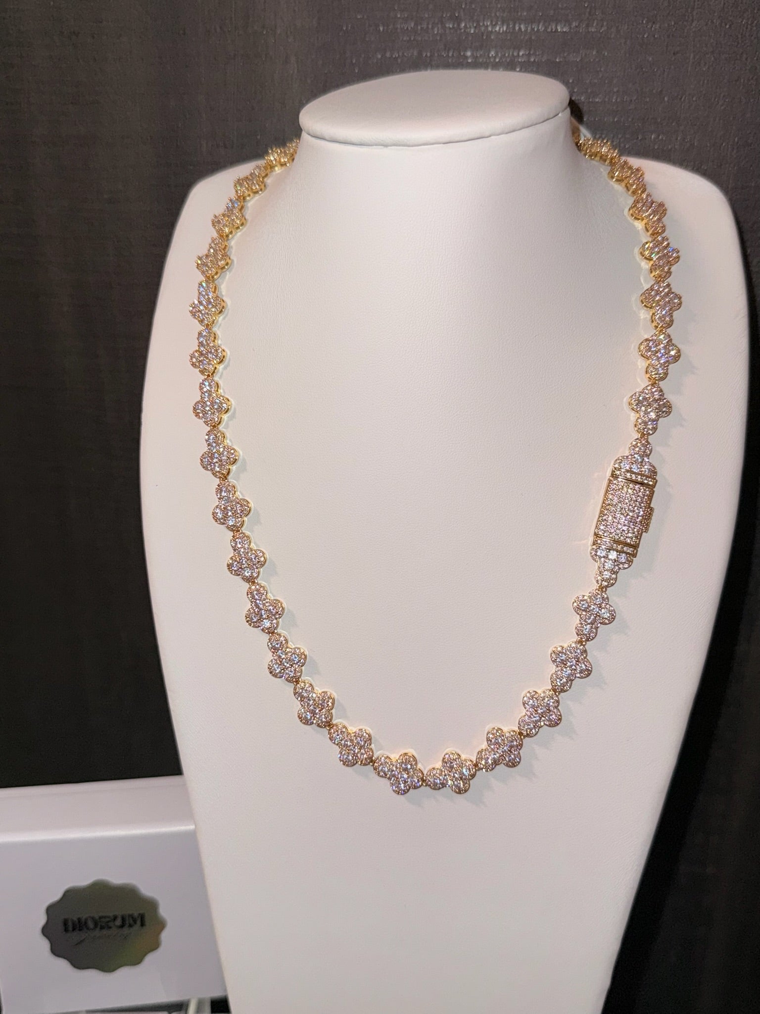 18k Gold plated infinity cross iced chain.