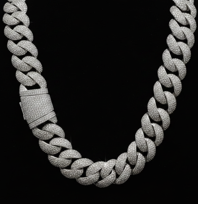 18K Gold Plated Micro Pave Cuban Link Set.