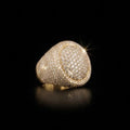 18k gold plated iced oval ring.