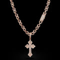 18k Rose gold plated iced out infinity chain and cross pendant.