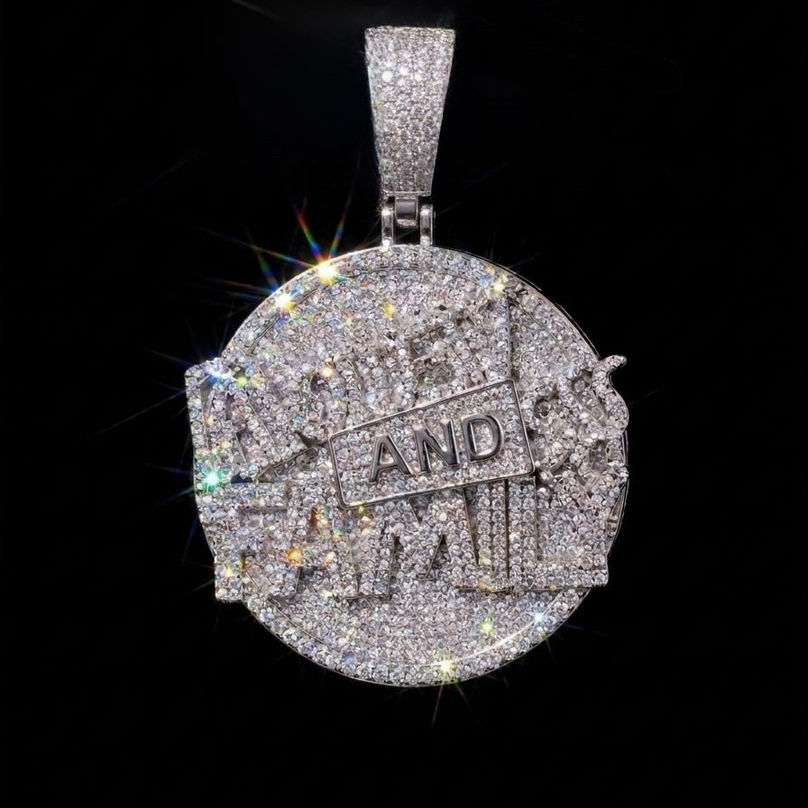 1 piece 18k white gold plated iced coin pendant.