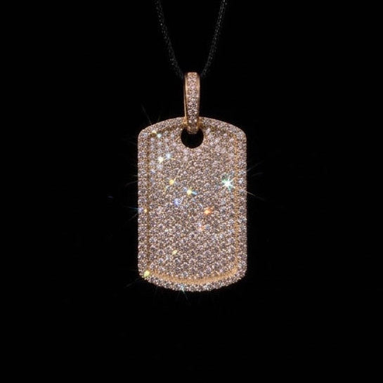 18k gold plated iced tag pendant.
