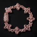 18k white gold plated four leaf iced bracelet.