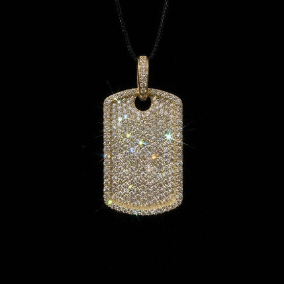 18k gold plated iced tag pendant.