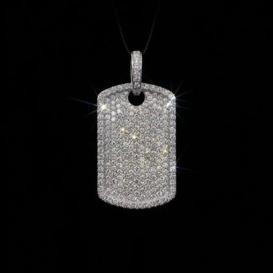 18k gold plated iced tag pendant.