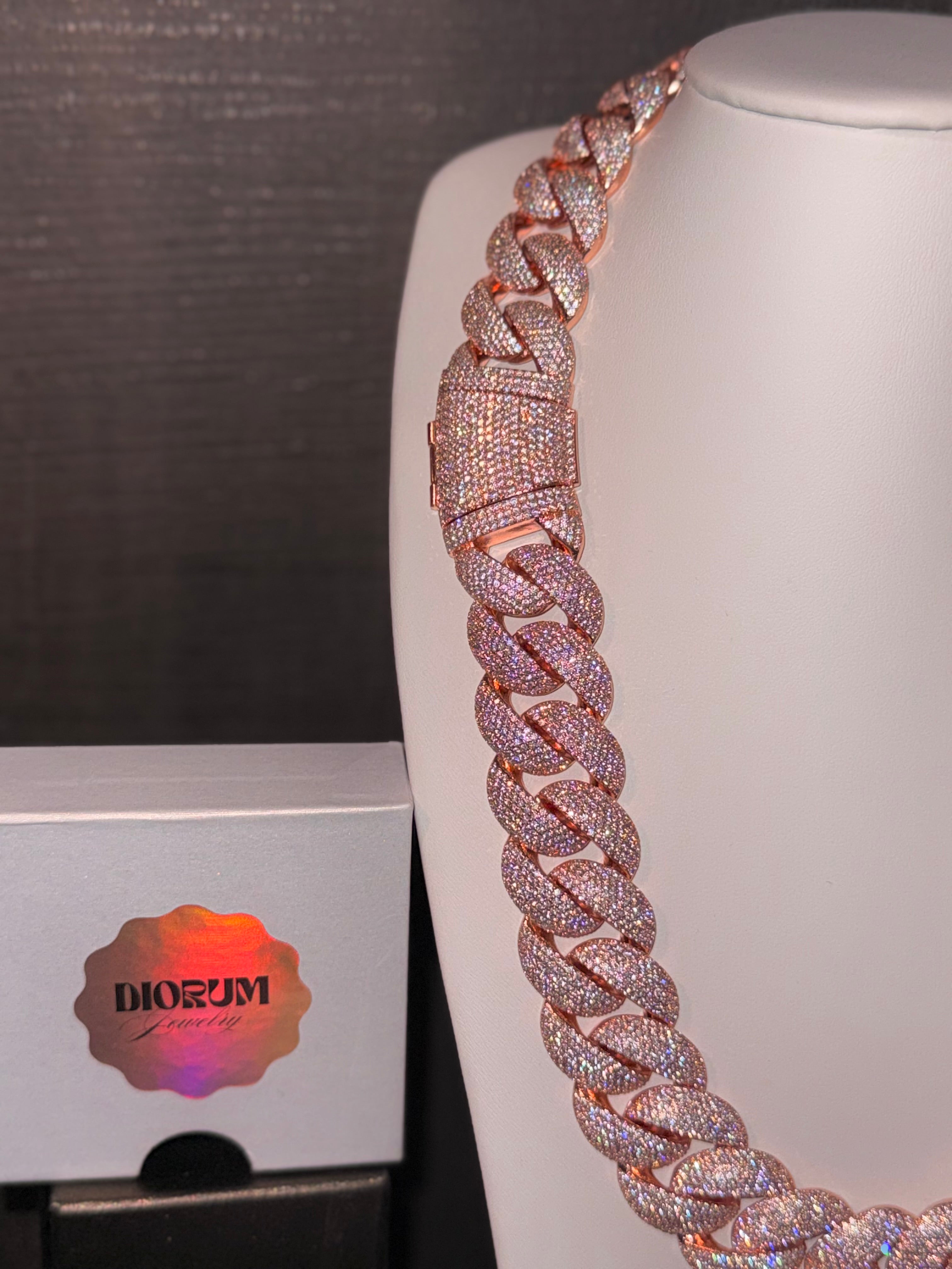 18K Gold Plated Micro Pave Cuban Link Set.