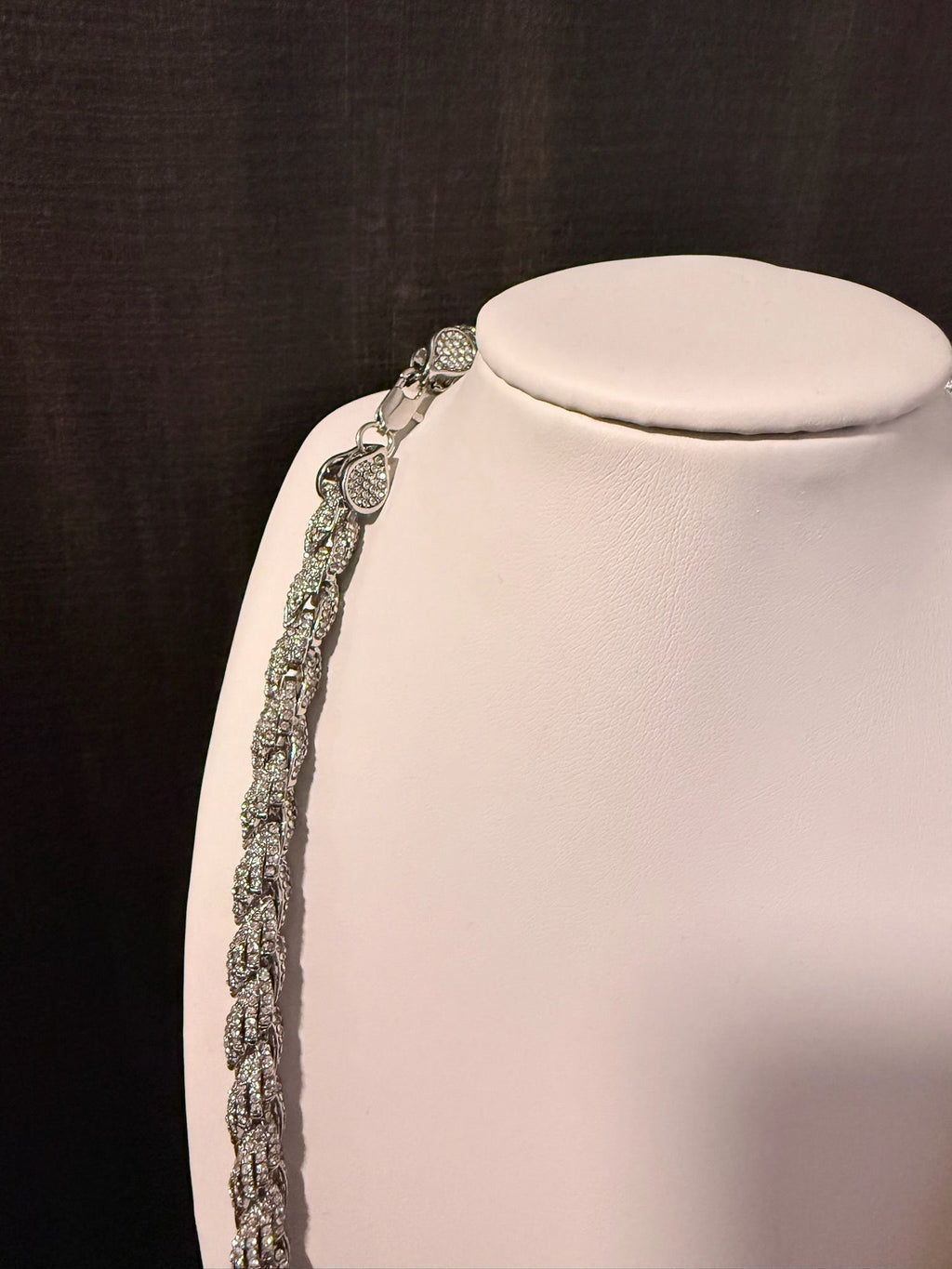 White Gold Plated Iced Out Rope Chain.