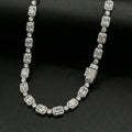 18K White Gold Plated Iced Emerald Cut Unisex Necklace.
