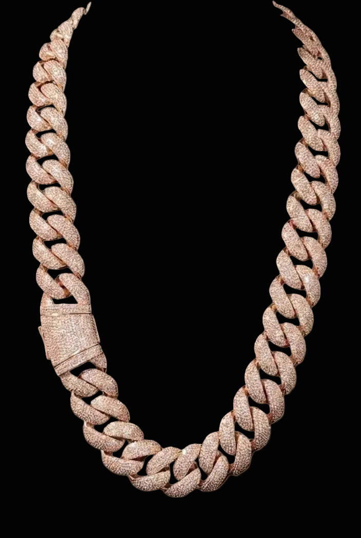 18K Gold Plated Micro Pave Cuban Link Set.