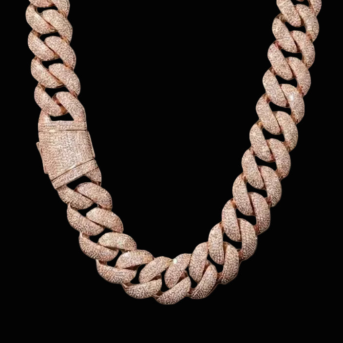 18K Gold Plated Micro Pave Cuban Link Set.