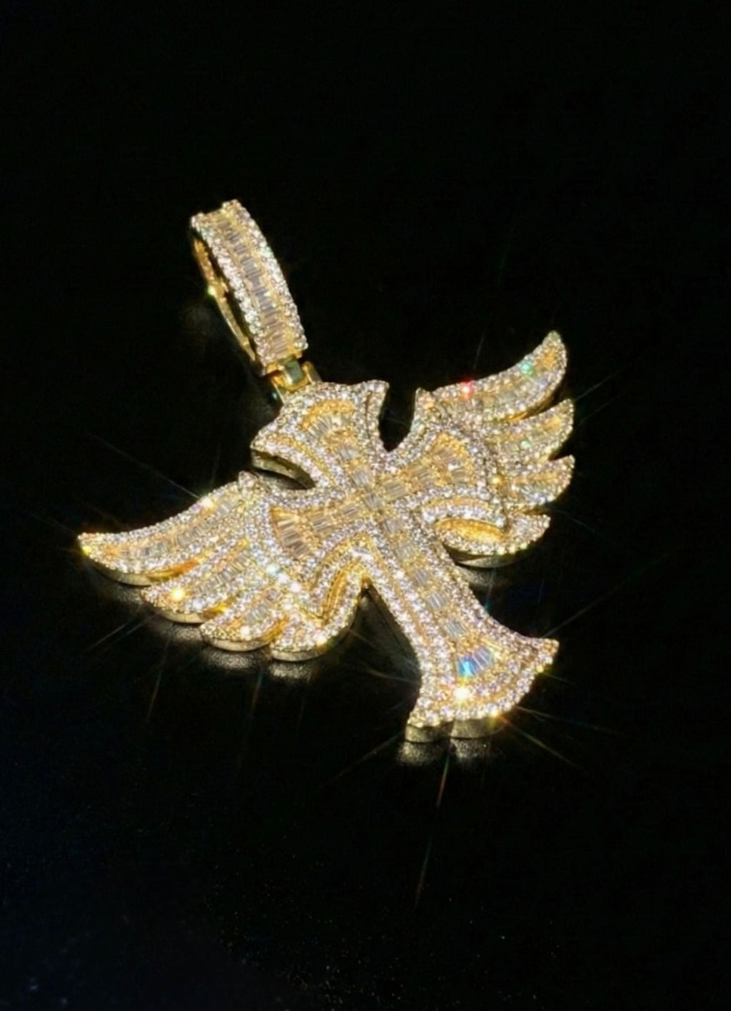 18k Yellow Gold Plated Iced Cross Pendant.