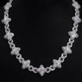 18k white gold plated Iced Out 4 leaf Chain.