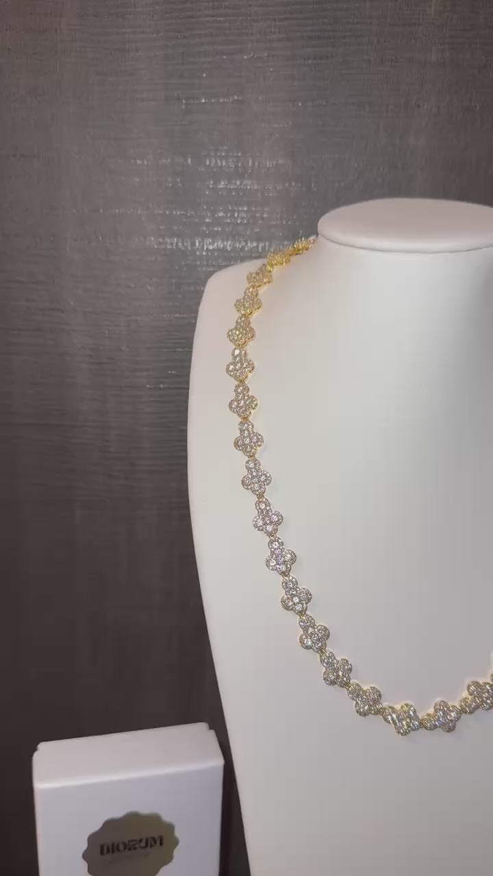 18k Gold plated infinity cross iced chain.