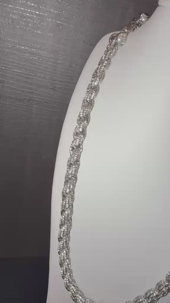 White Gold Plated Iced Out Rope Chain.
